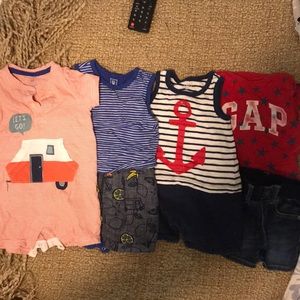 Gap summer bundle- 3 rompers, 1 onesie, 1 short!
